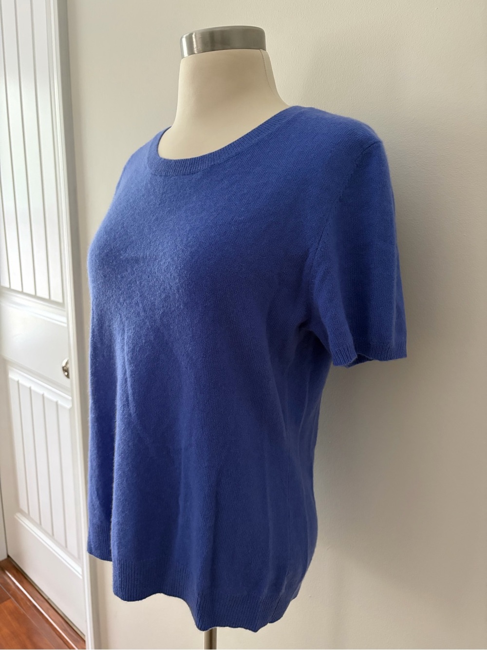 Peck & Peck Short-Sleeve Cashmere Sweater Cornflower Blue XL Old Money Aesthetic - Picture 4 of 7